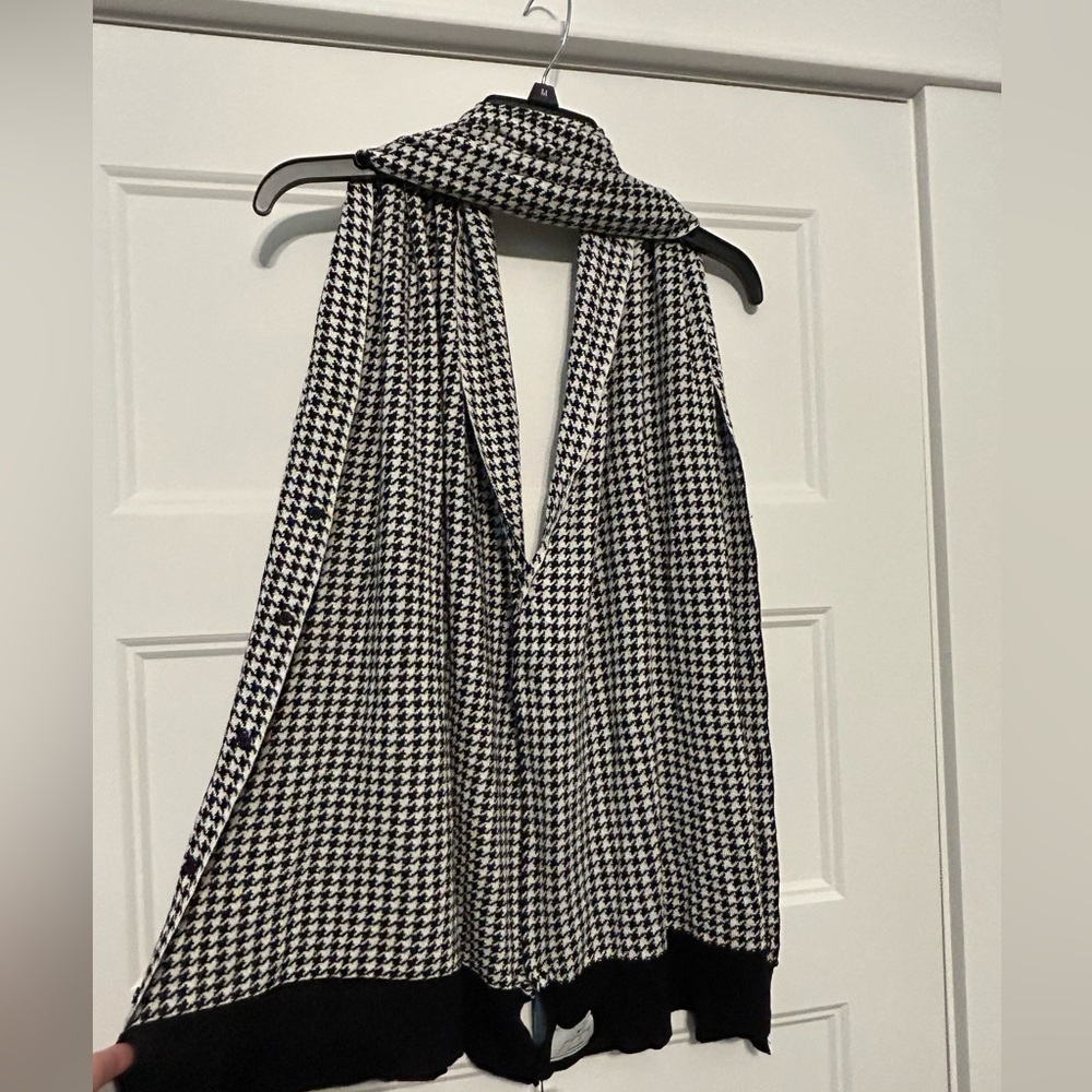 Papillon Black and White Houndstooth Shawl Cardigan Wrap Accessory One Size - Picture 6 of 9